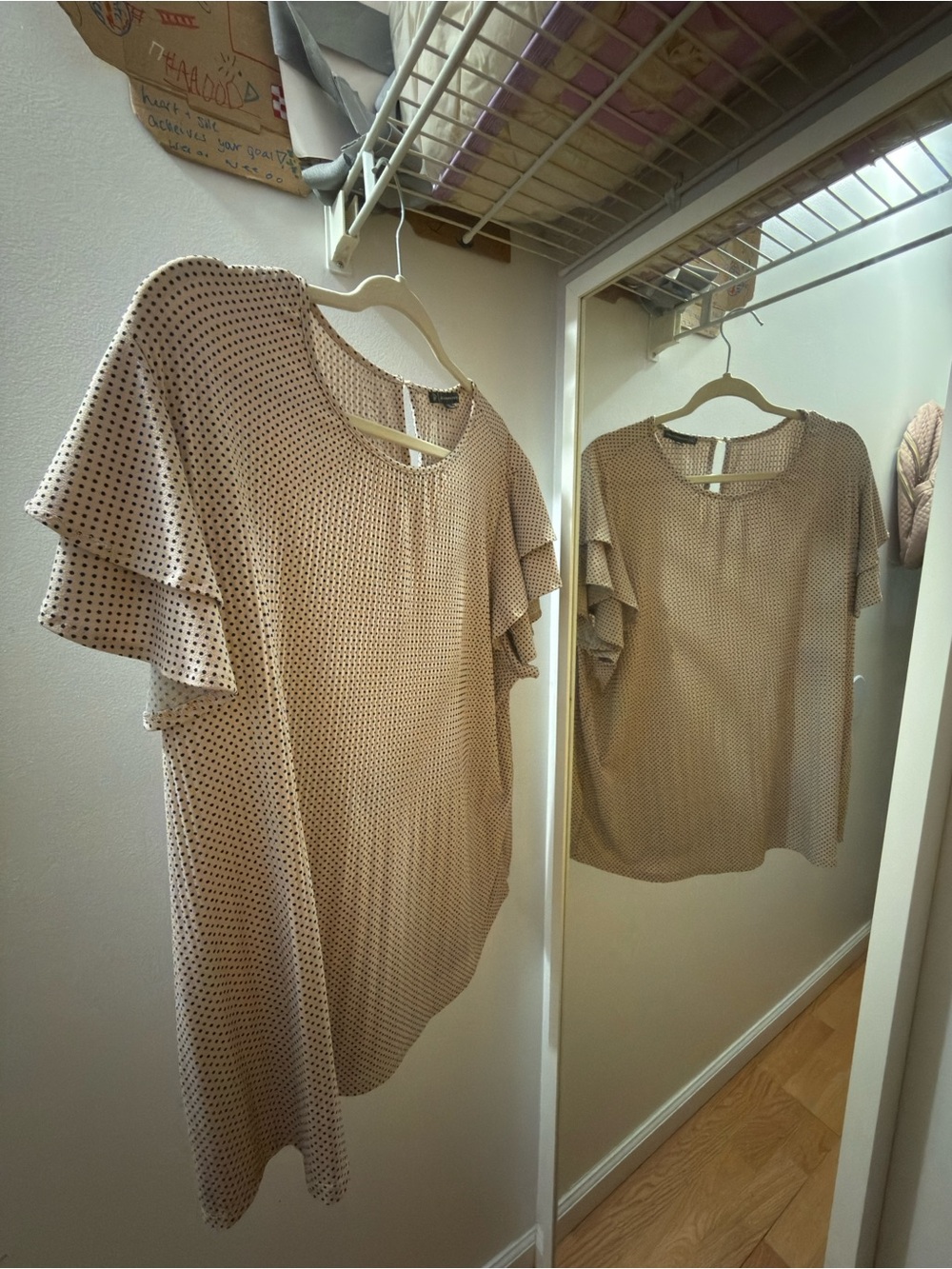 Adrianna Papell Beige Waffle Knit Ruffle Sleeve Top - Picture 4 of 4